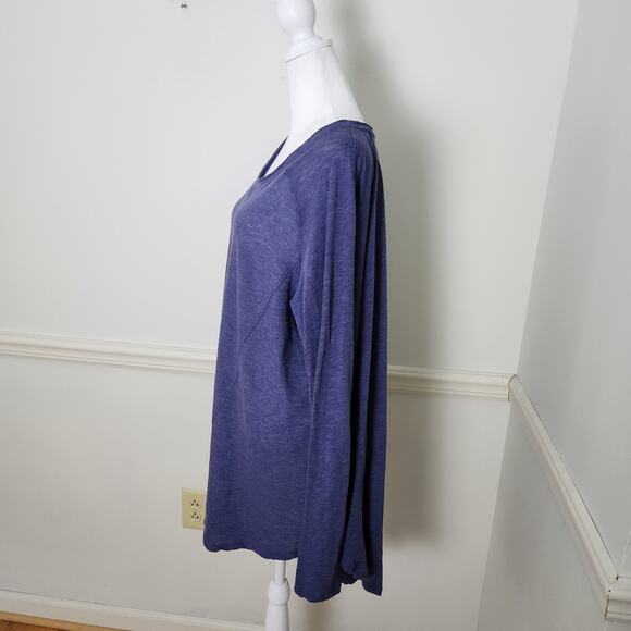 We The Free People Shirt Sz Large Womens Blue Aria Trapeze Oversized Tunic Tee - Picture 4 of 13